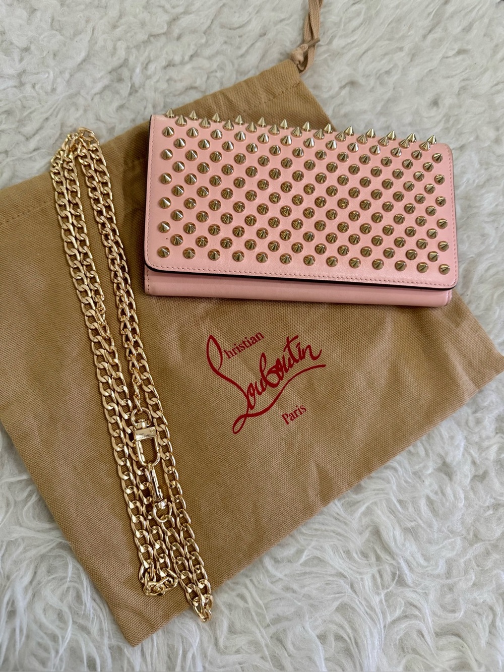 Christian Louboutin Pink Studded Leather Wristlet Wallet - Picture 6 of 10